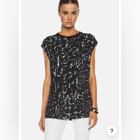 Helmut Lang Strata lightweight short sleeve gray black jersey top size medium - Picture 2 of 12